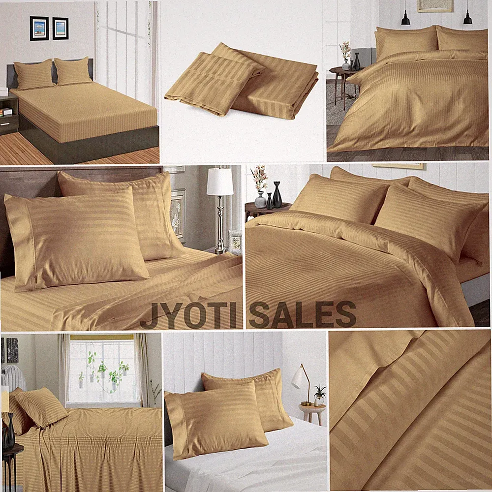 100% Egyptian Cotton 800 Thread Count Taupe Stripe Select Bedding Sheets