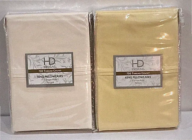 2 Sets Luxurious HD Designs 700 Thread Count Alpha Cotton King Pillowcases NEW