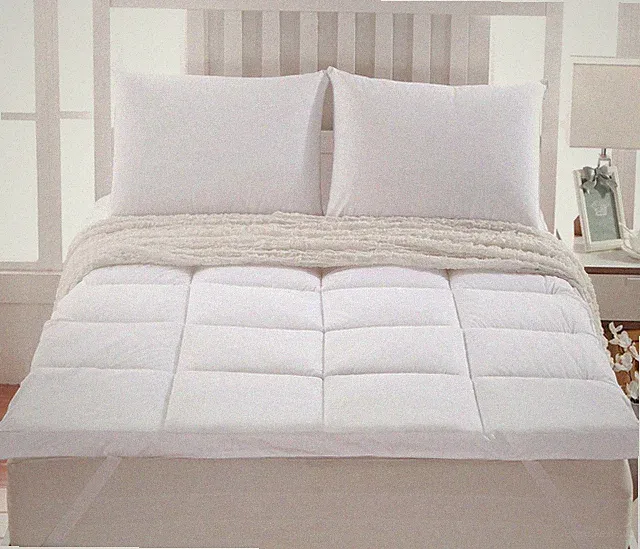 2" Thick Comfort Mattress Topper 100% Cotton Shell,White Alternative Down Fill