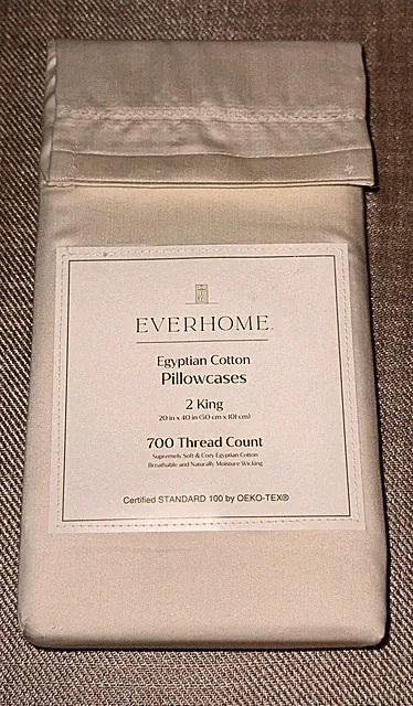 Everhome Egyptian Cotton King Pillowcases 700 TC IVORY