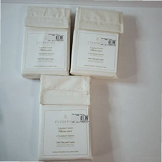 Everhome Egyptian Cotton Pillowcase Set 6 Queen 700 Thread Count Ivory Off White