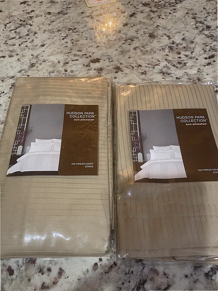 Hudson Lark 700 Thread Count Stripe Two Euro Shams. Brand New!