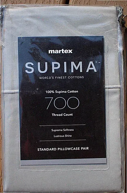 Martex Supima 700 Thread Count Standard Pillowcase Pair Color Limestone NOS