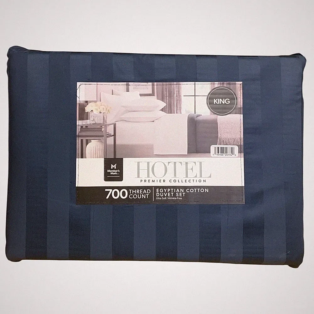 Member's Mark 700-Thread-Count Striped Egyptian Cotton Duvet Cover Set, King