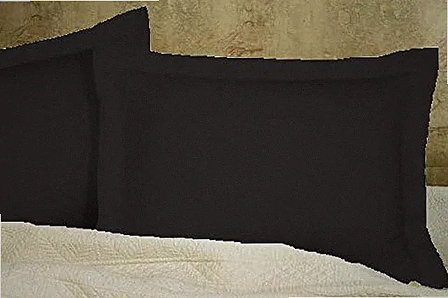 Pillow Shams Set of 2 - New 600 Thread Count Natural Cotton King Pillow Shams wi
