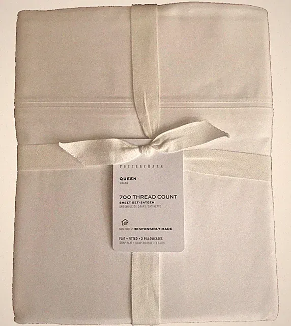Pottery Barn 700 THREAD COUNT Queen Sheet Set White NWT