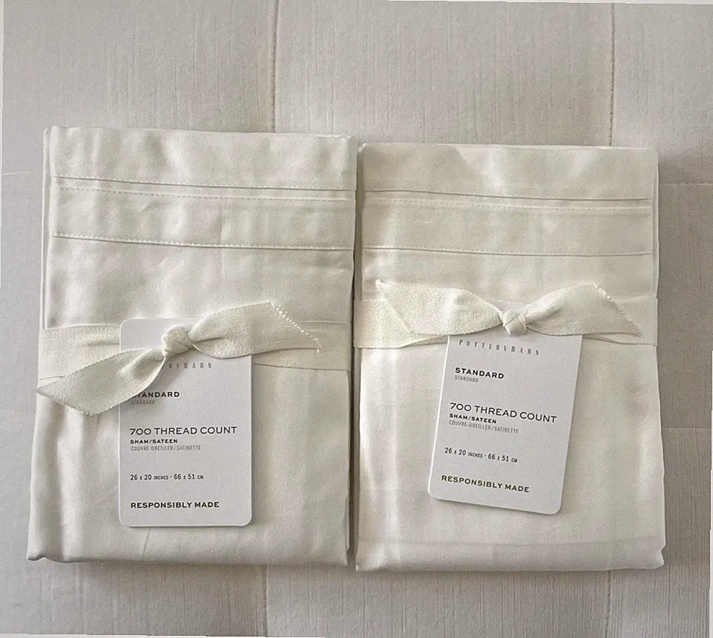 Pottery Barn 700 THREAD COUNT SATEEN Standard Shams ~Set of Two~White NWT
