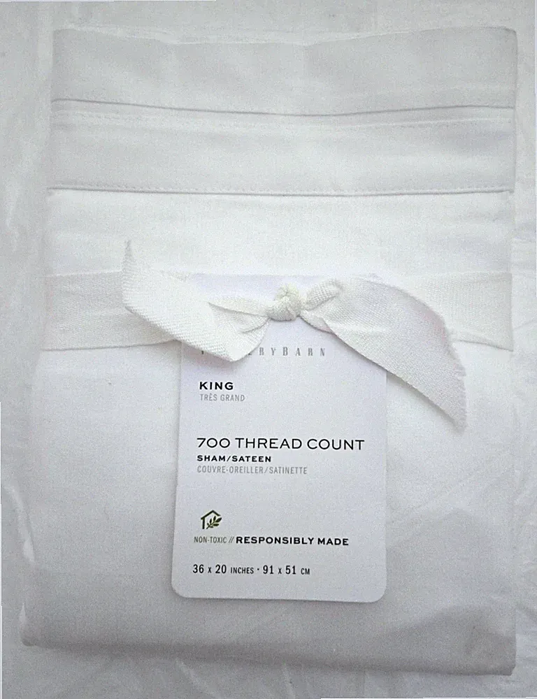 Pottery Barn King 700 Thread Count 1-Sham 36" x 20" White